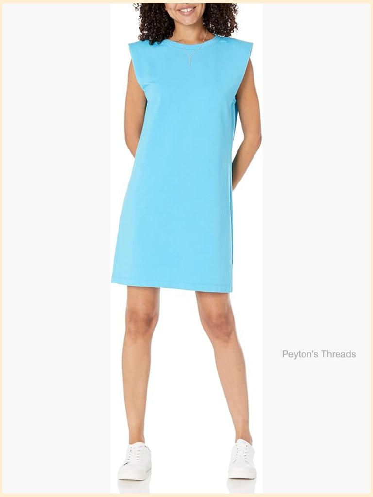 Scoop Neck Sleeveless Mini Dress With Shoulder Pads